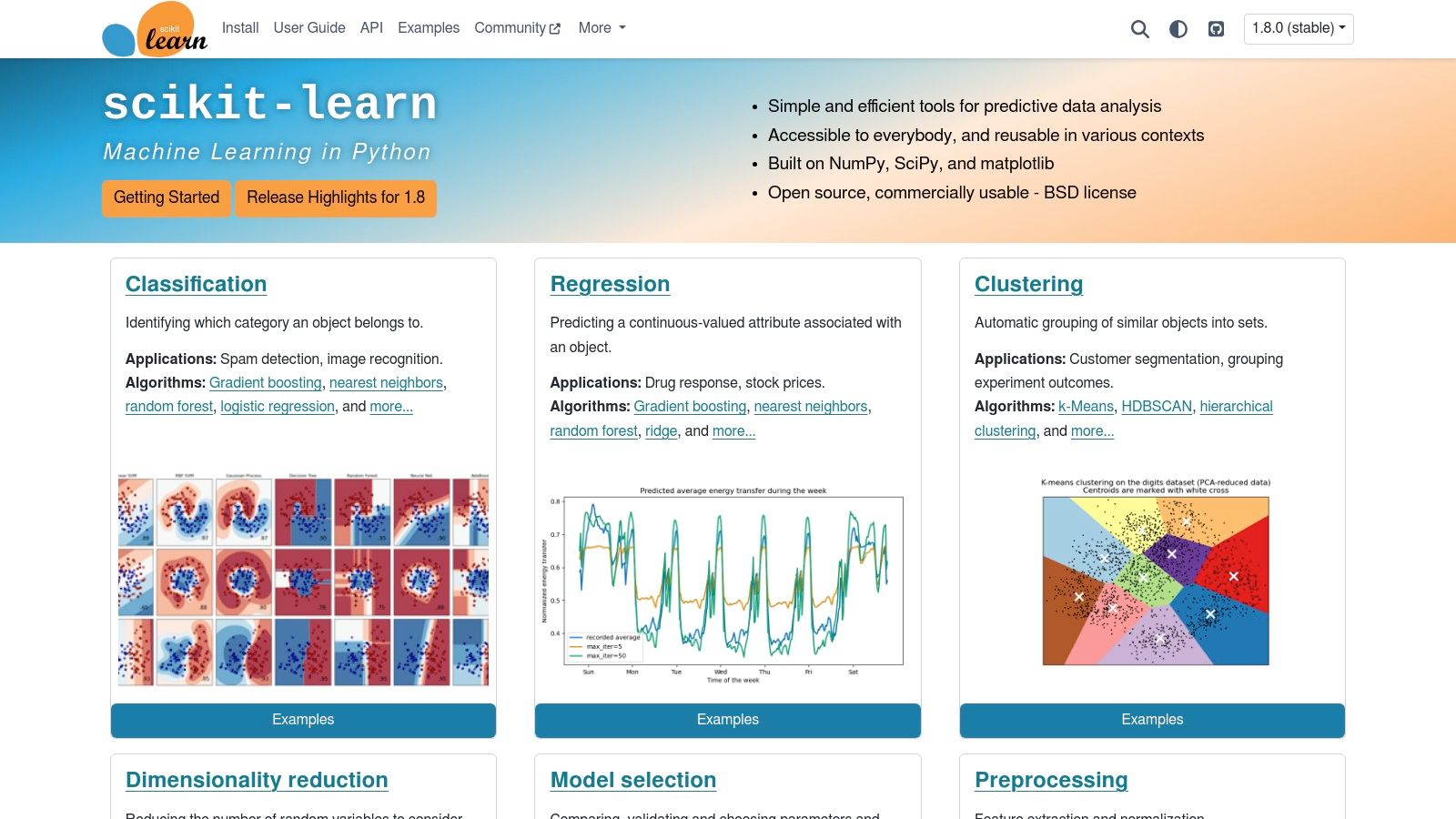 scikit-learn (official site)