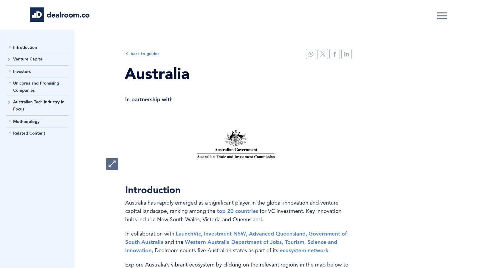 Dealroom – Australia ecosystem data (national)