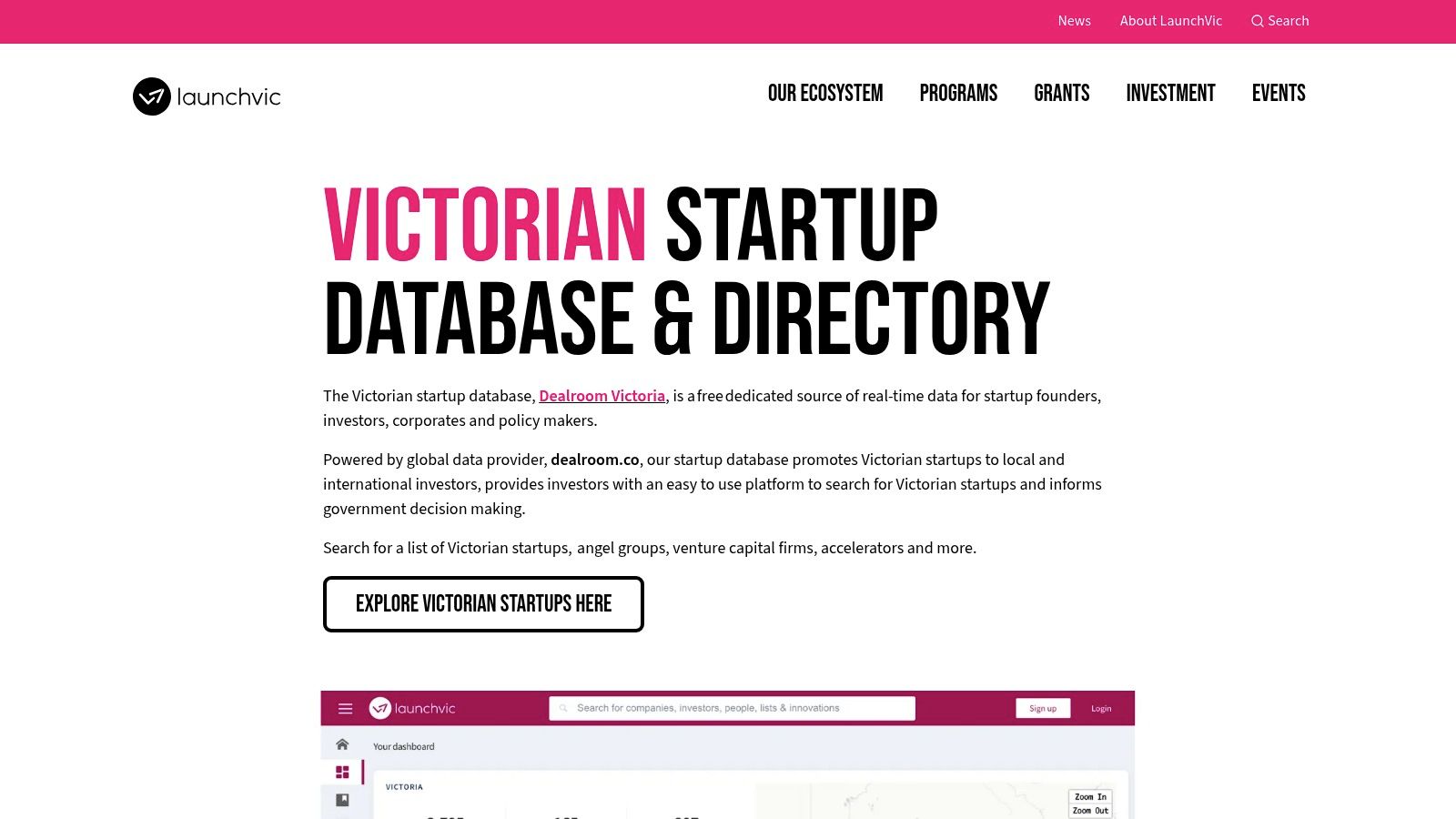 LaunchVic – Victorian Startup Database (Dealroom Victoria)