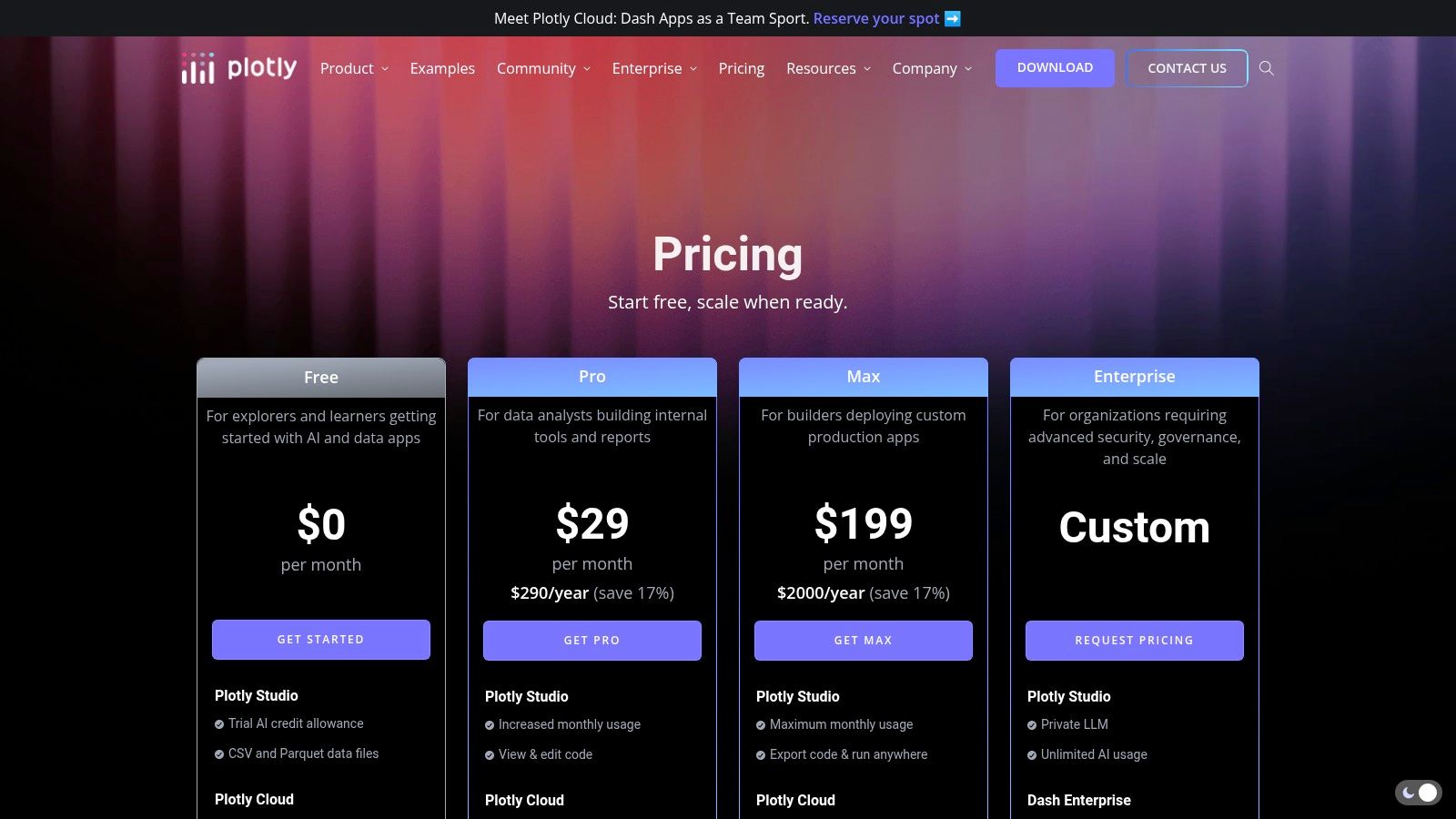 Plotly (Plotly Cloud, Plotly Studio, Dash Enterprise)