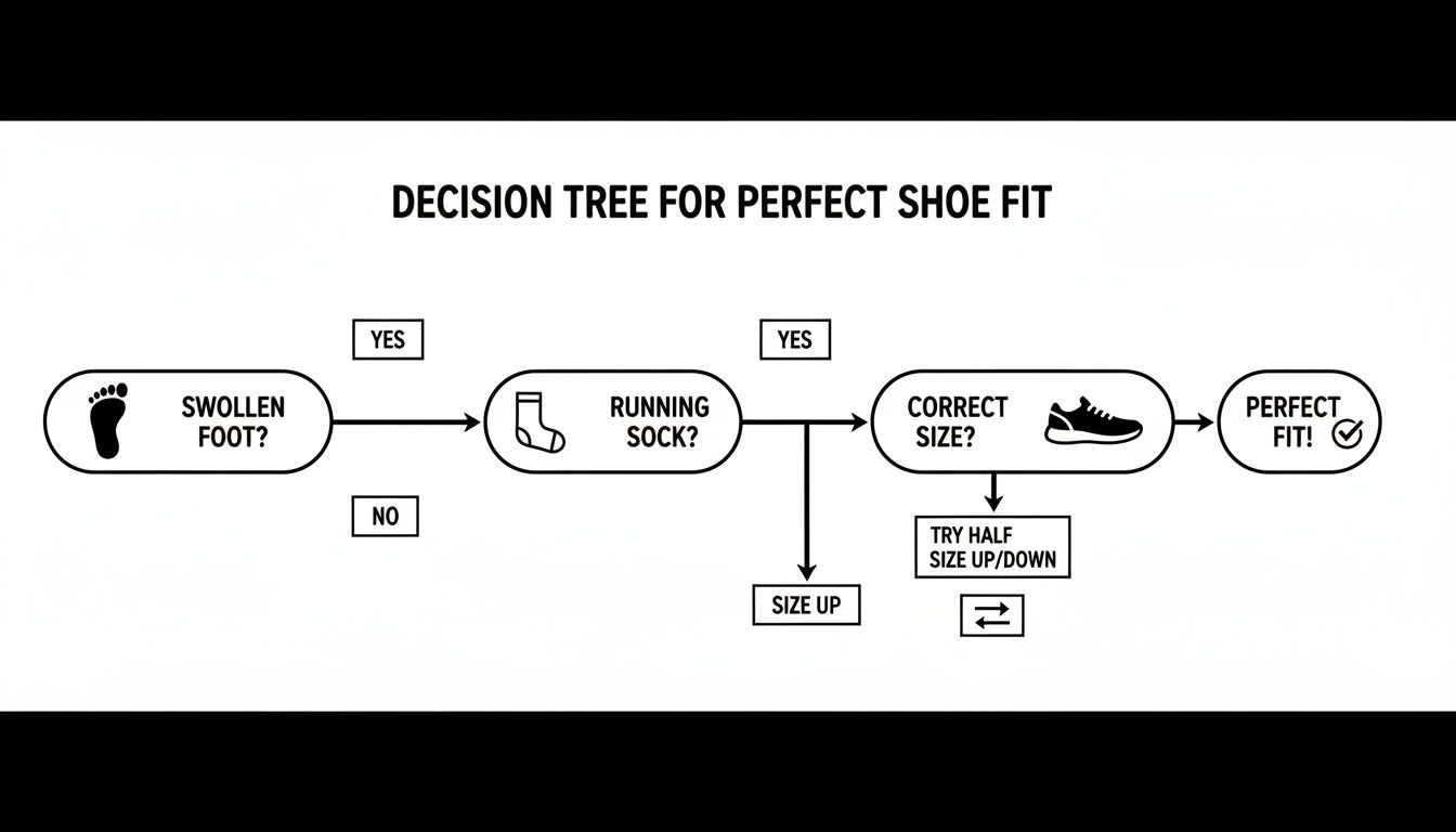 A decision tree diagram illustrating the process for finding the perfect shoe fit.