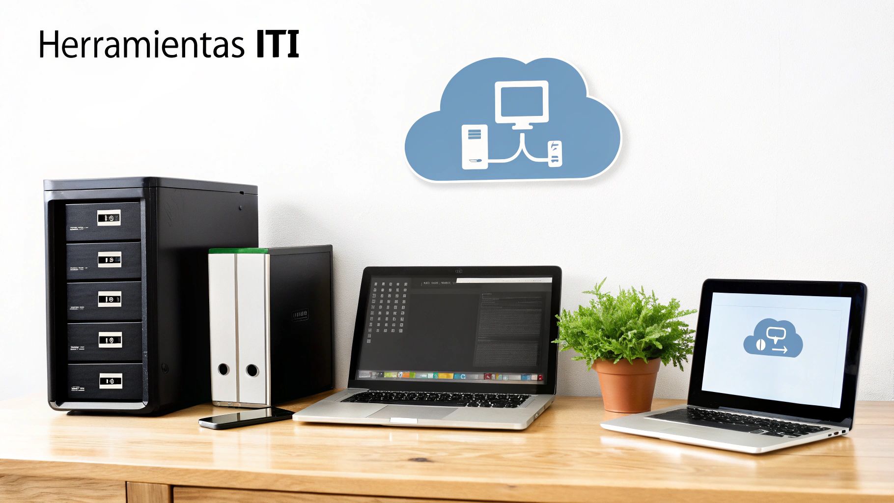 Una infografía que muestra las cinco fases de un proyecto de migración a la nube: Planificación, Diseño, Migración, Pruebas y Gestión.