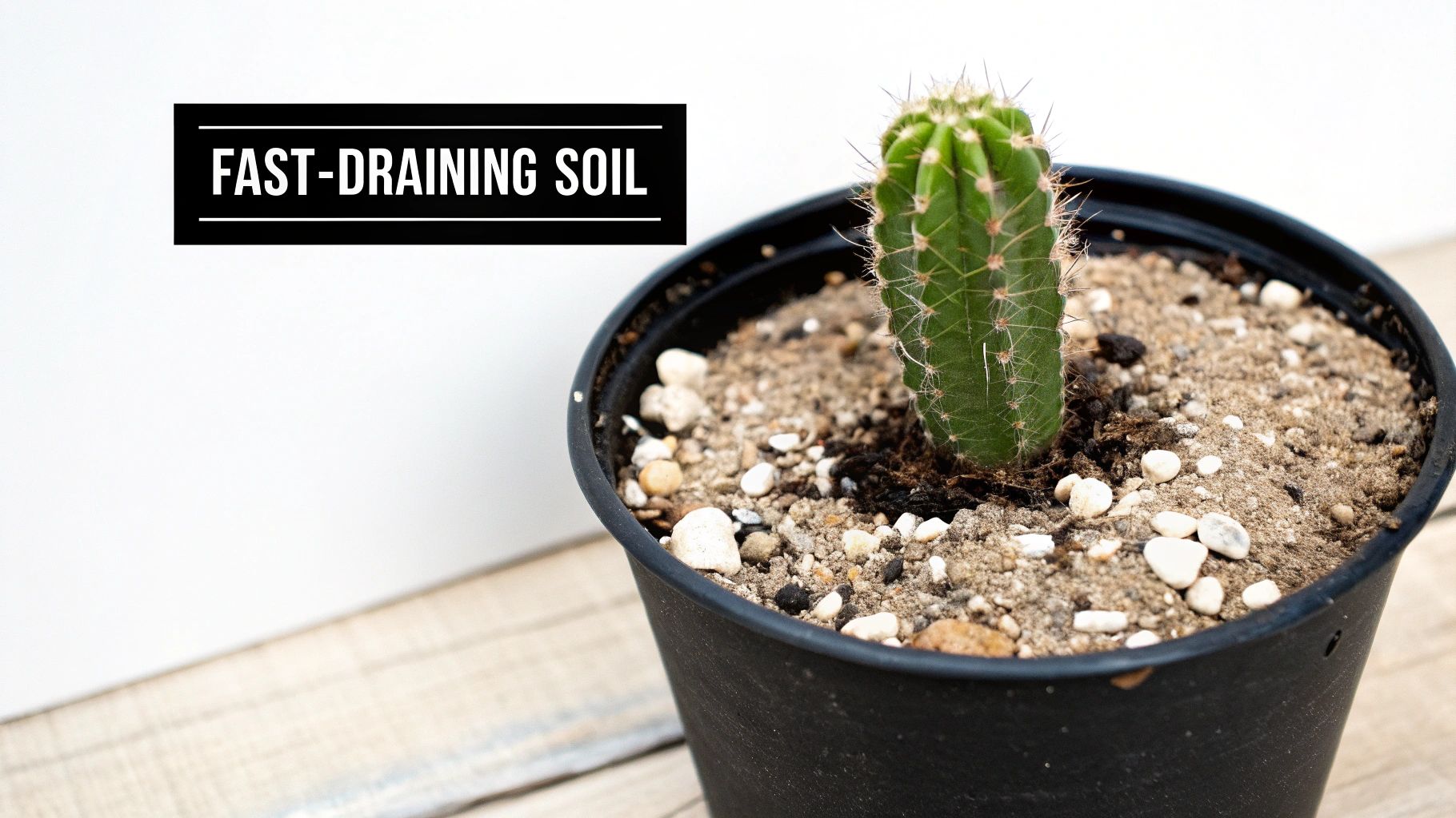 Well-draining cactus soil in a terracotta pot