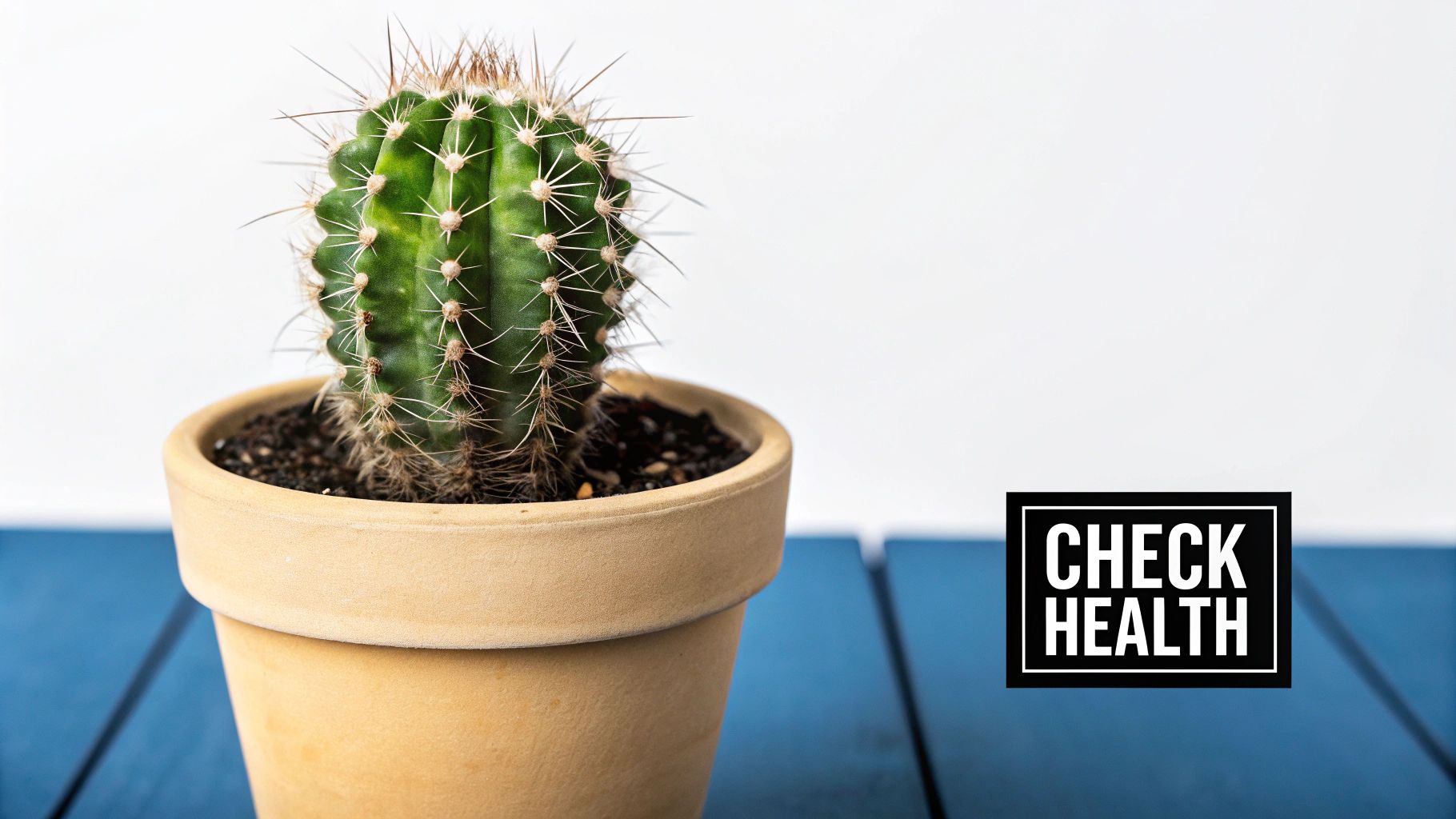 A person carefully watering a small cactus in a terracotta pot with a small watering can, showing proper watering technique.