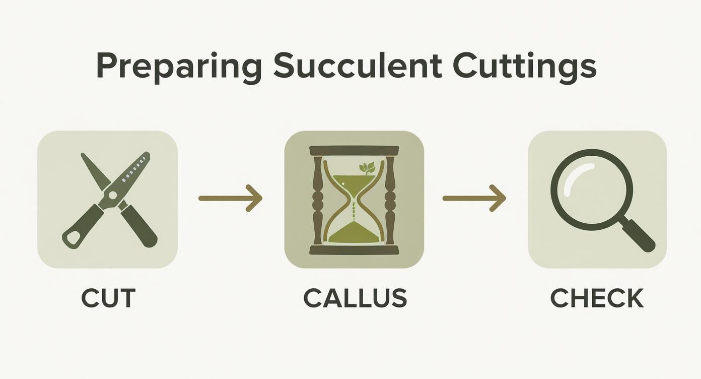 Infographic about potting succulent cuttings