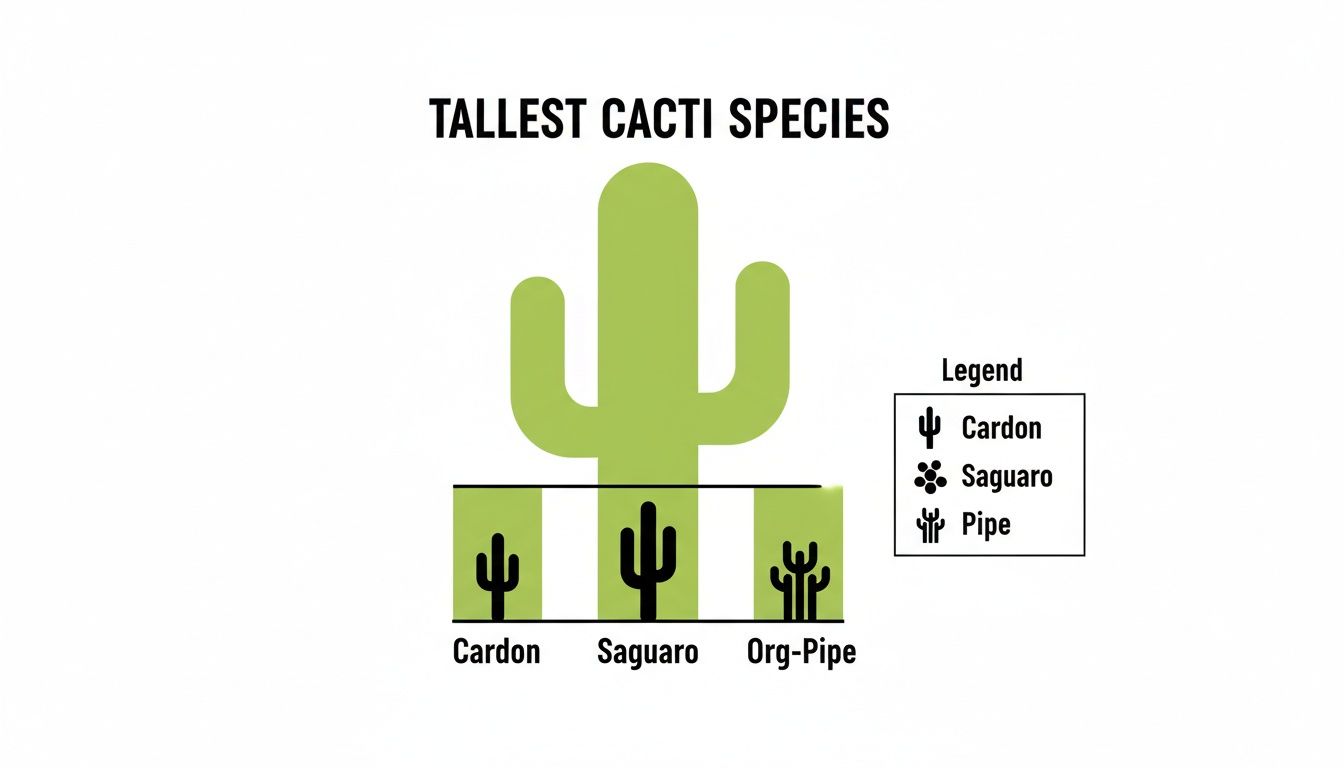 Infographic about types of large cactus