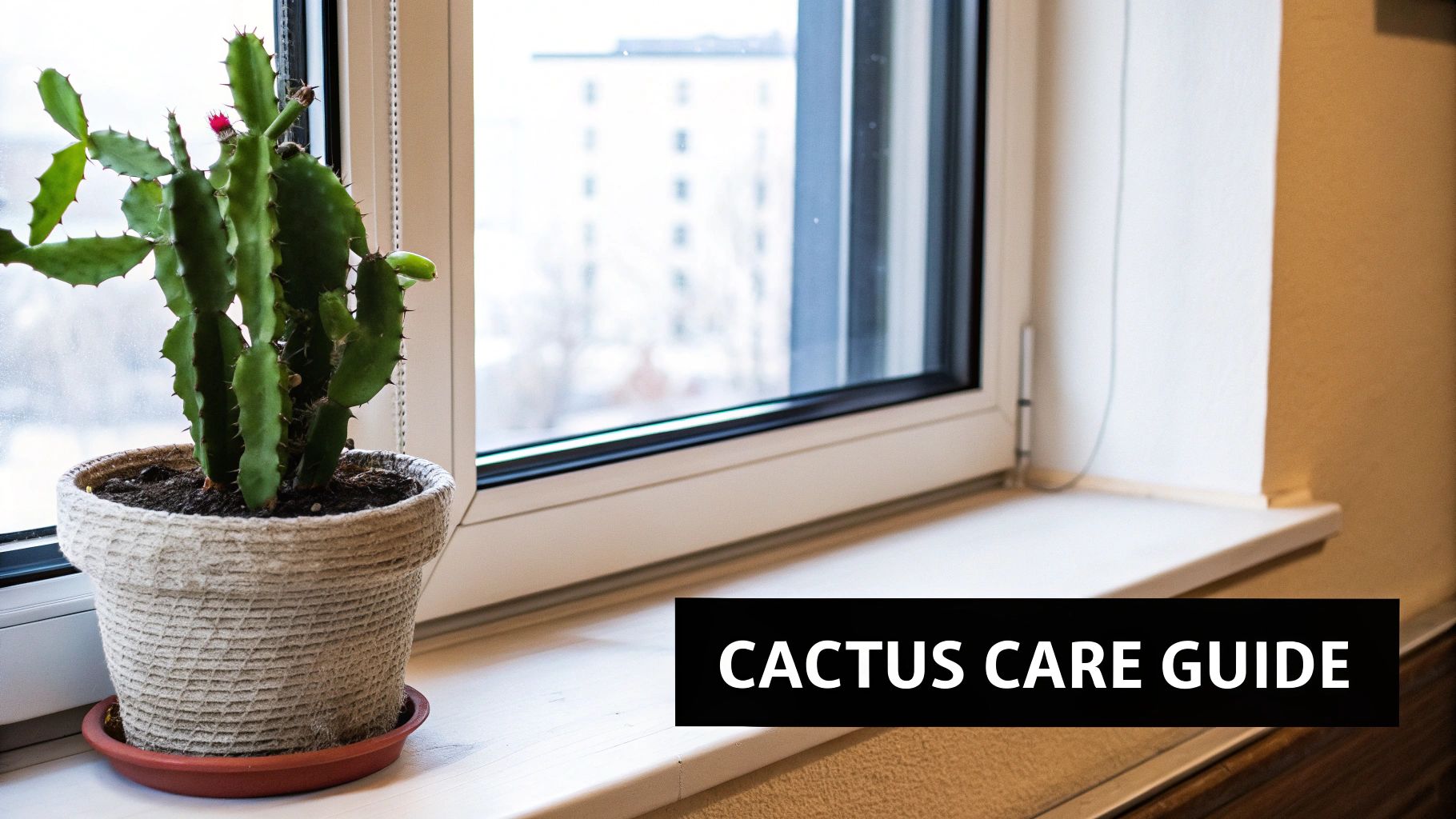 A healthy Christmas cactus with vibrant pink blooms in a white pot.