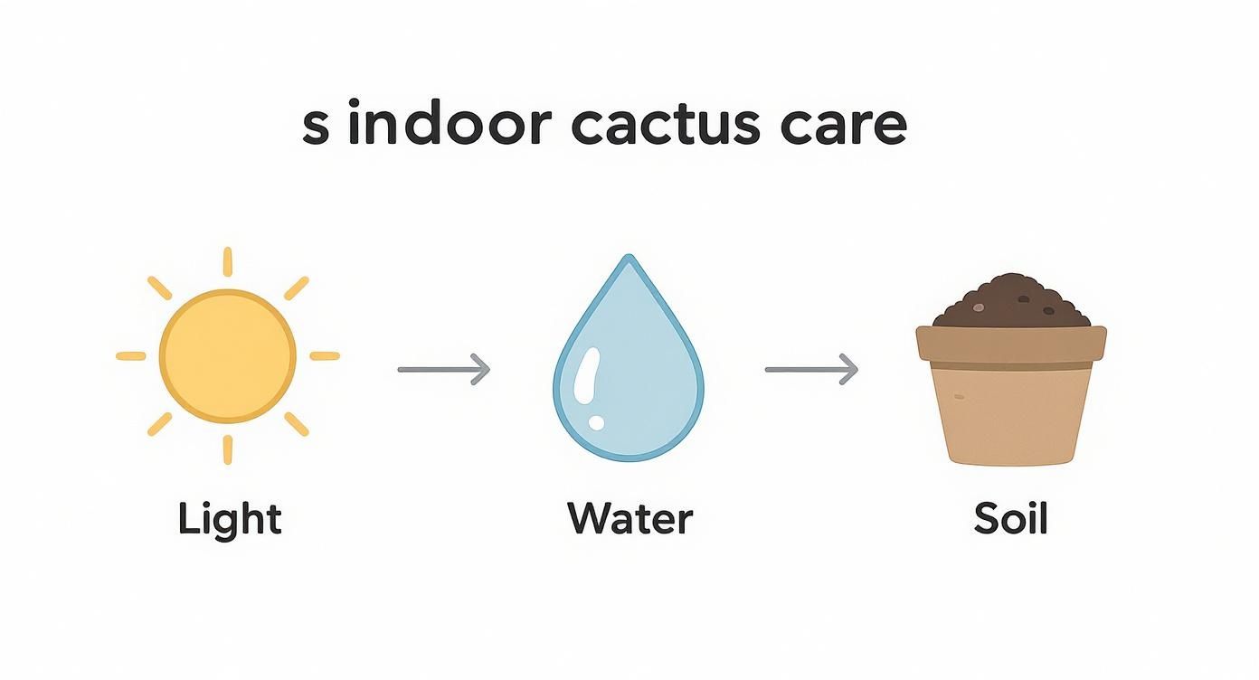 Infographic about how to care for a cactus indoors