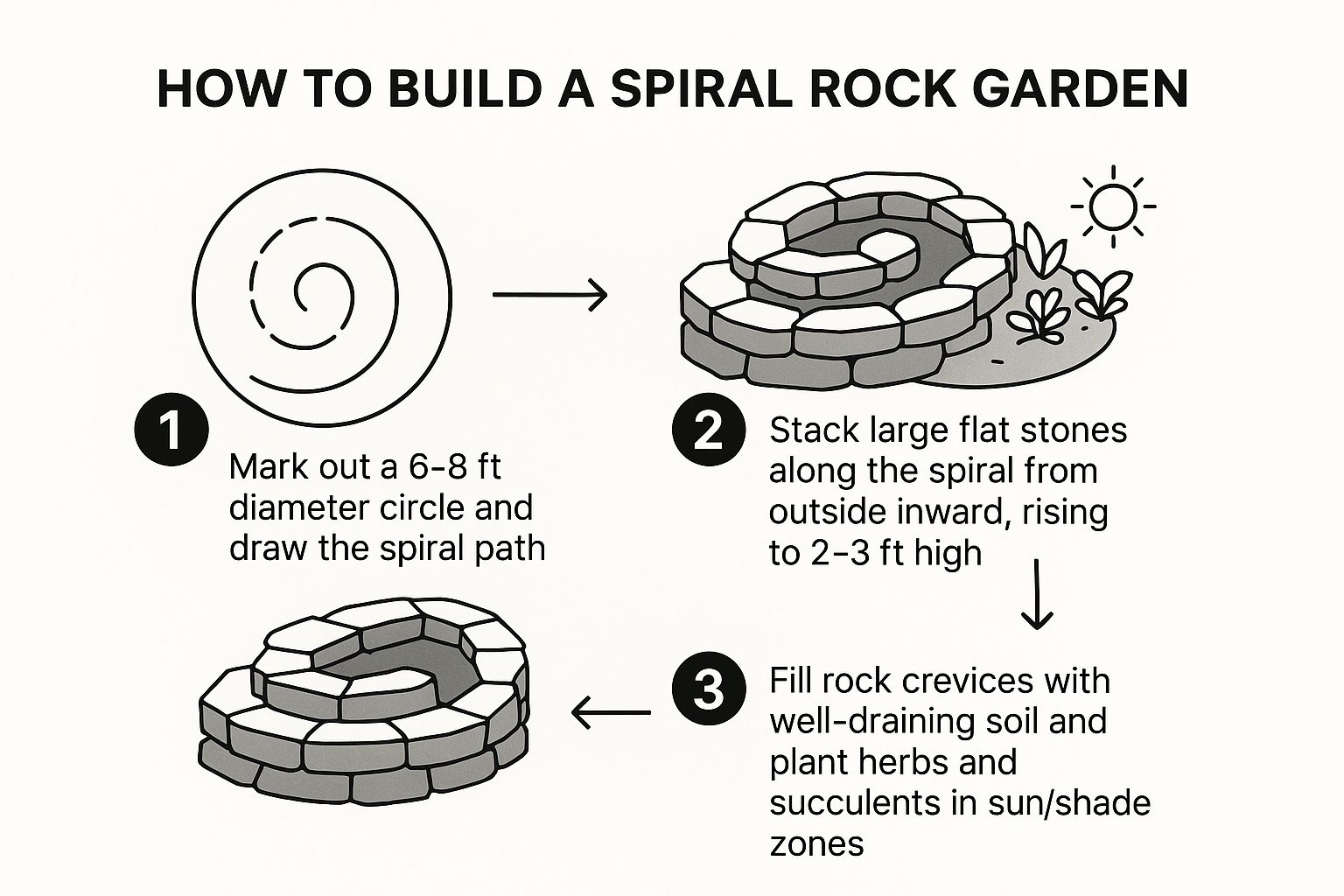 Infographic showing key data about Spiral Rock Garden