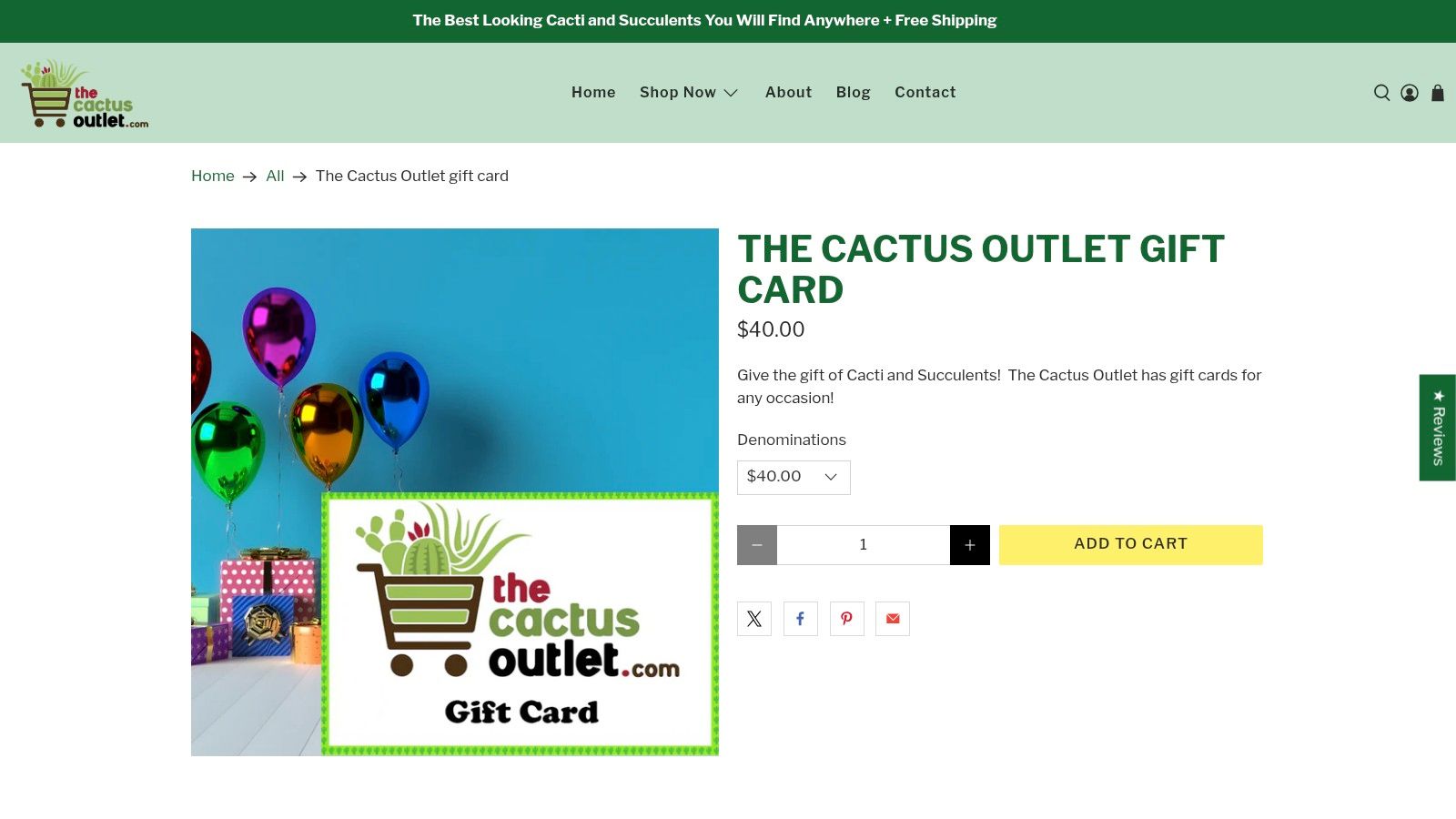 The Cactus Outlet gift card
