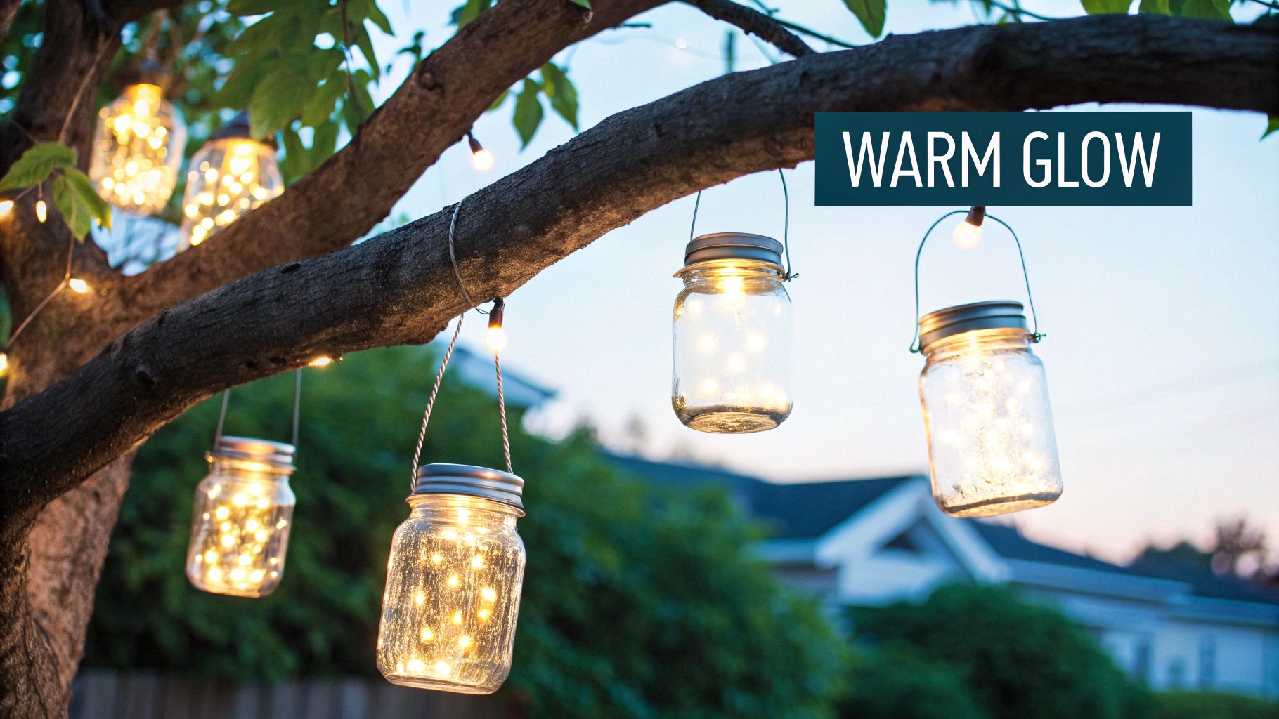 Mason Jar Lanterns with Battery Lights