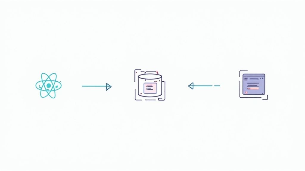 A modern, sleek architectural blueprint being drafted on a digital screen, symbolizing how frameworks provide a ready-made structure.