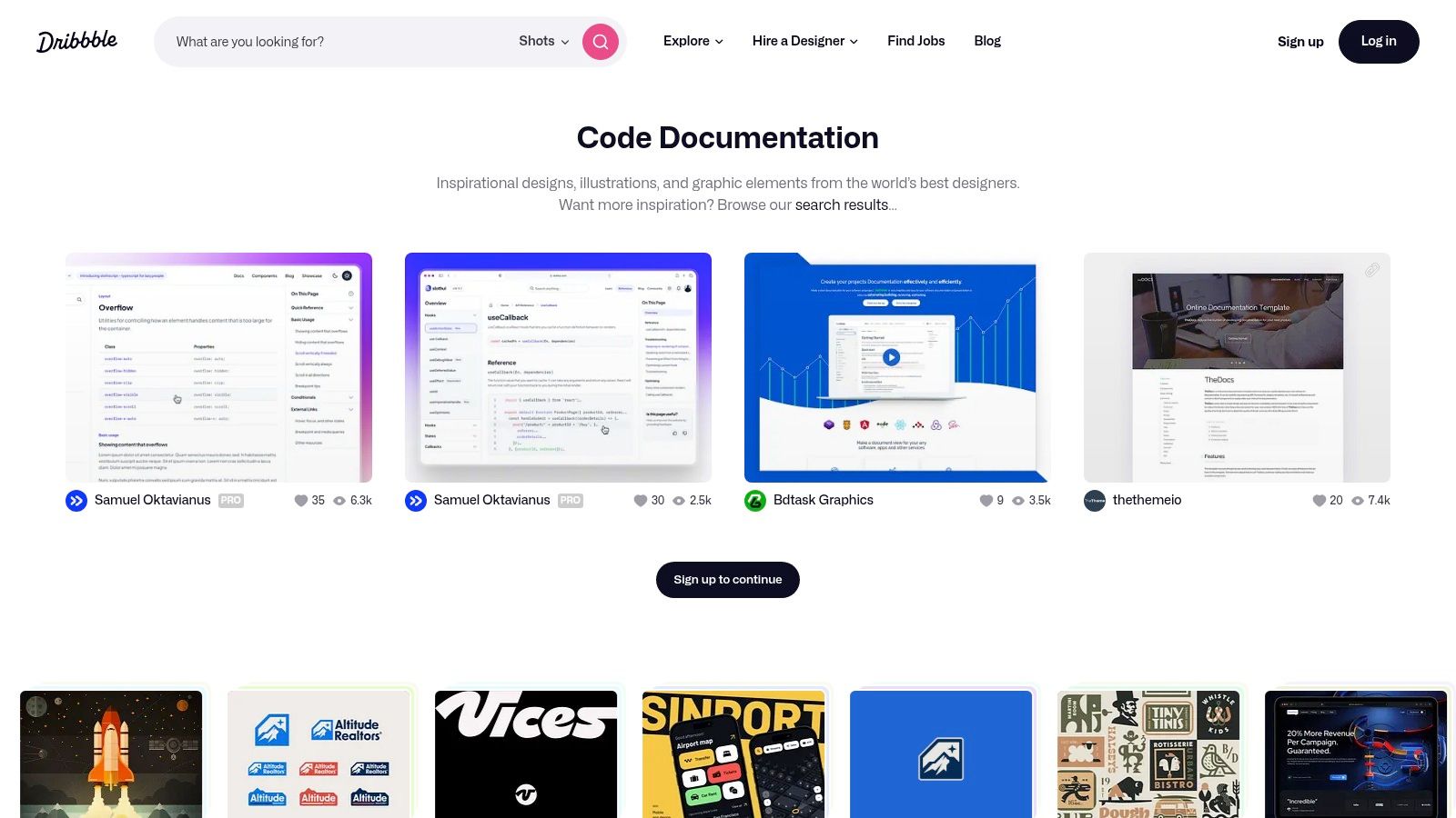 Dribbble - Code Documentation Designs