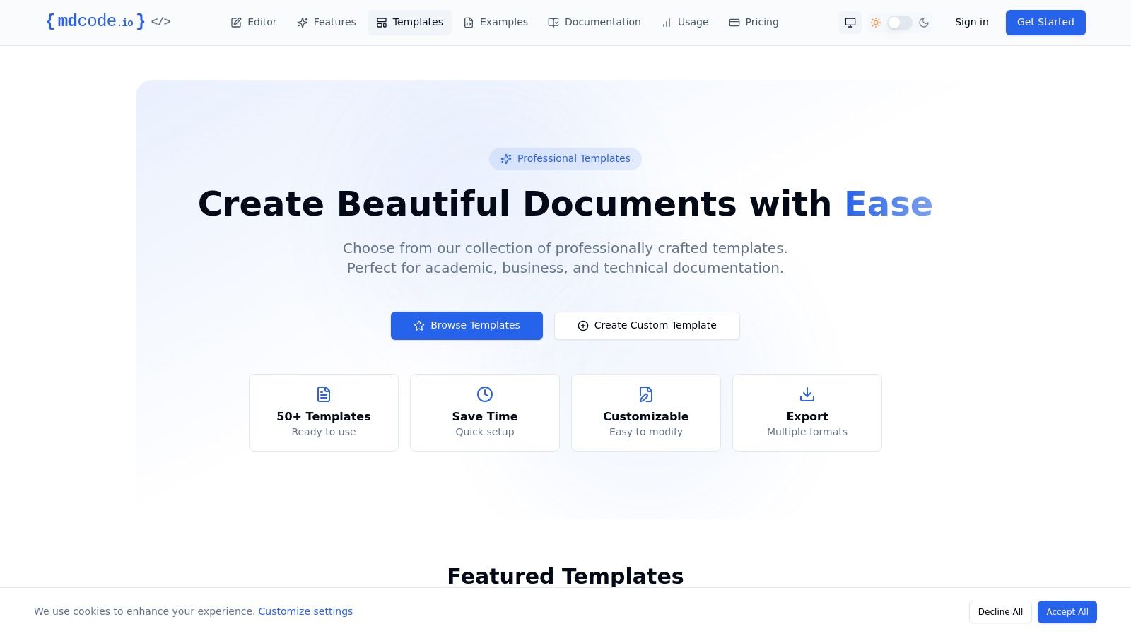 MDCode.io - Professional Templates