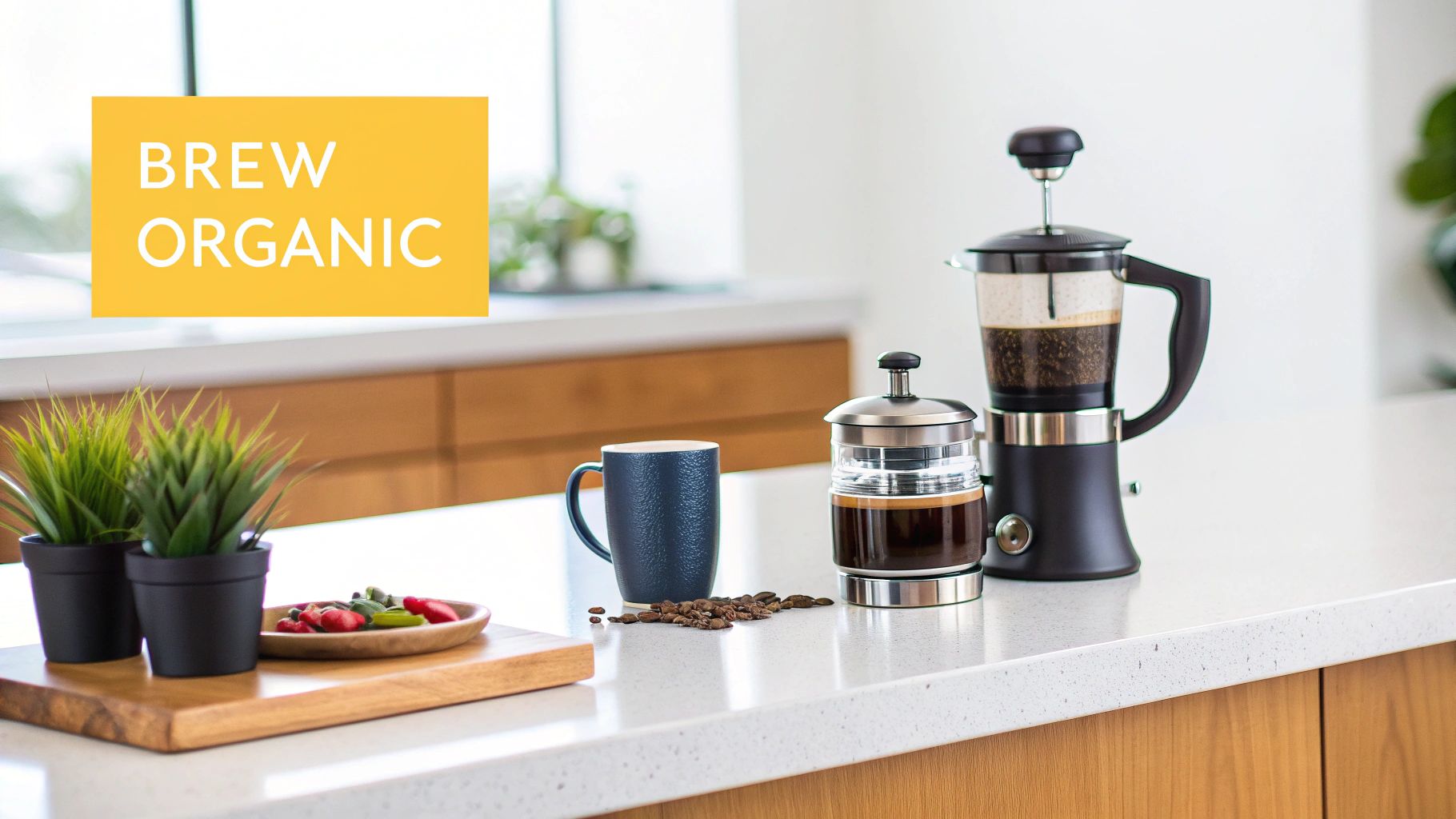 A person pouring hot water over coffee grounds in a pour-over brewer.
