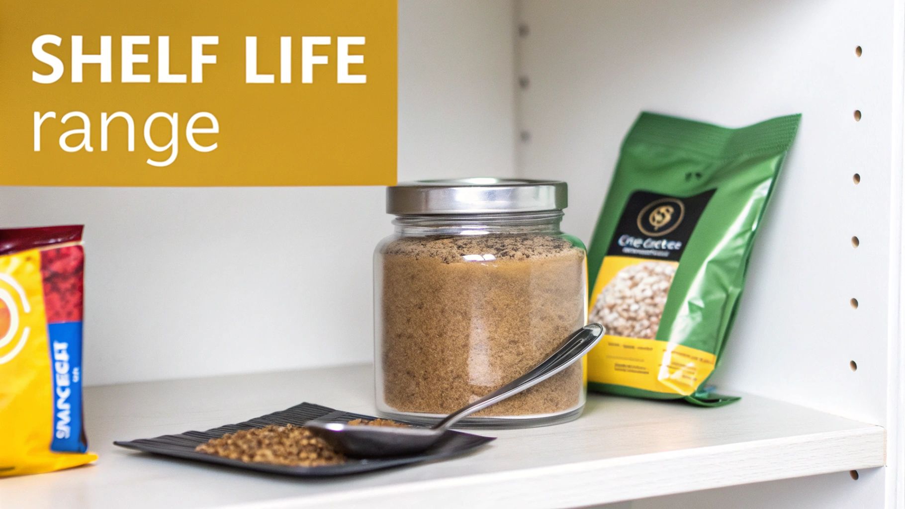 Woman pouring instant coffee from a jar into a mug