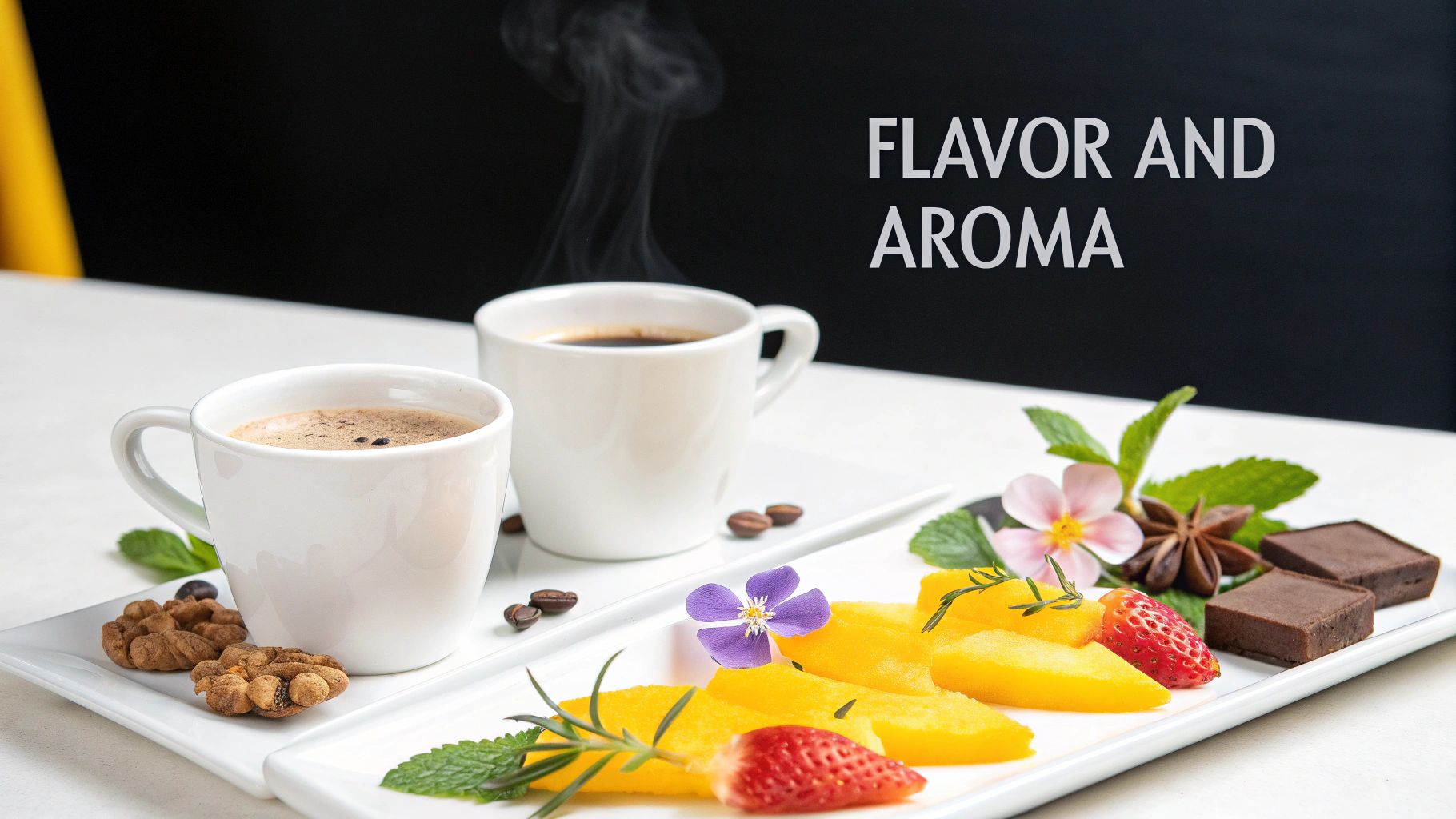 A split image showing light, aromatic Arabica beans on one side and dark, bold Robusta beans on the other.