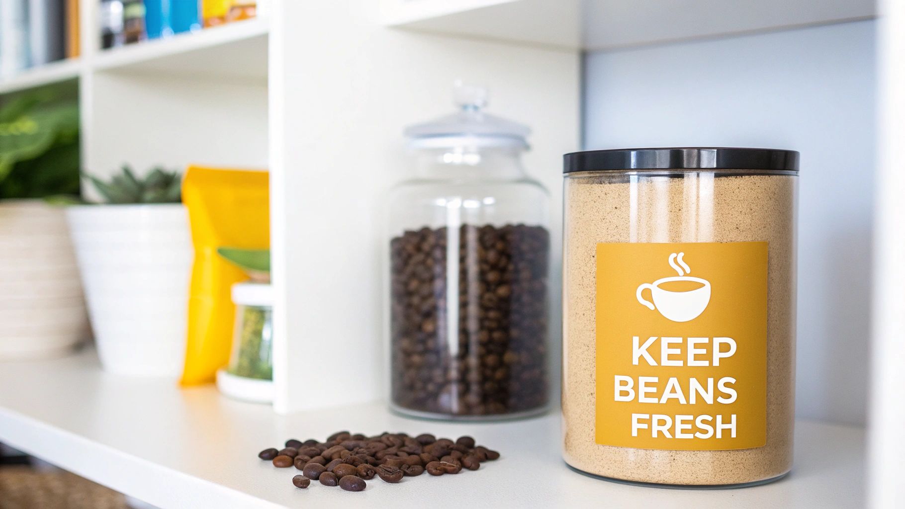 Close-up of roasted coffee beans in a burlap sack
