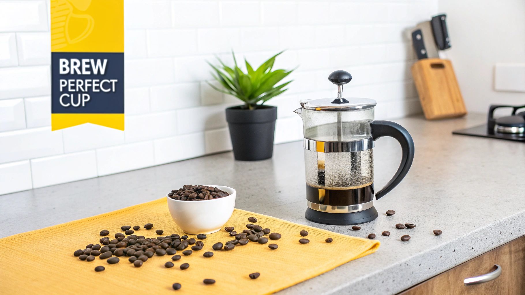A French press filled with all the careful farming and expert roasting comes together—in your kitchen.