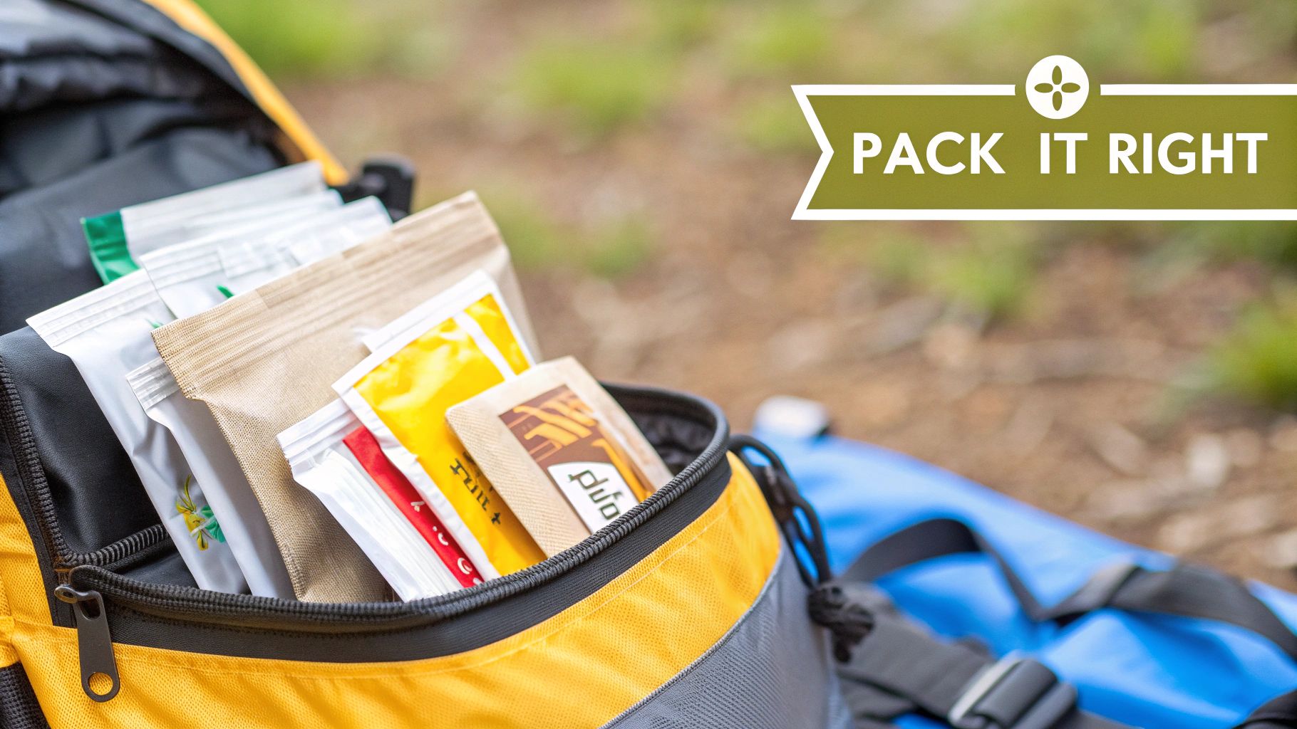 A person sitting by a tent in the morning light, enjoying a cup of instant coffee.