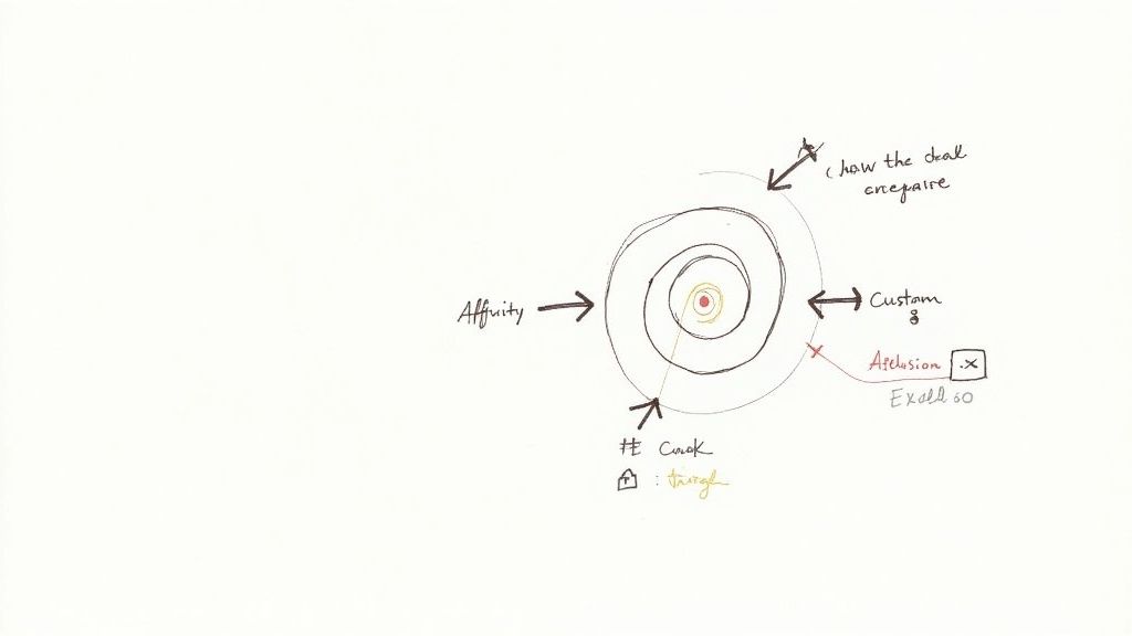 A visual representation of audience segmentation with different user groups being targeted.