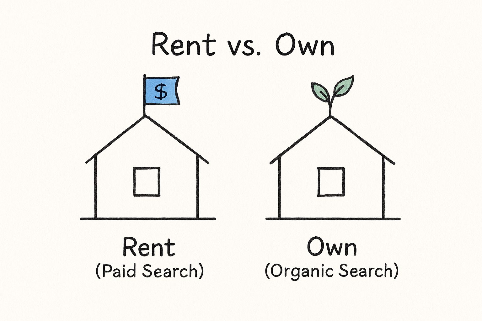 Infographic about paid search vs organic search