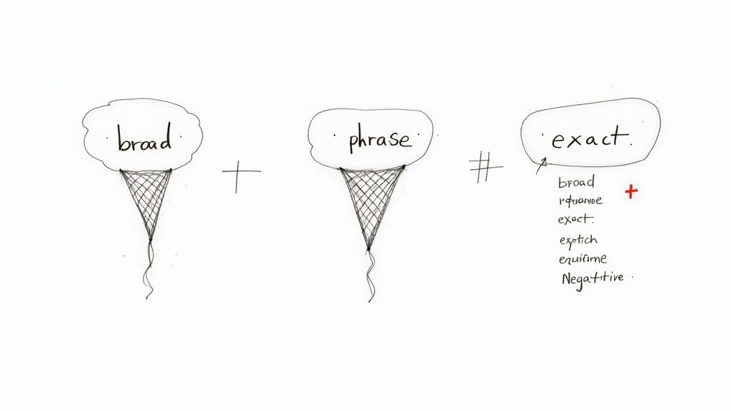 An image showing a hand pointing at a target, symbolizing the precision of keyword strategy in Google Ads.