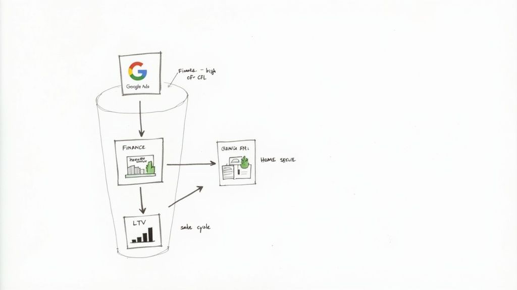An abstract image of a digital marketing dashboard showing charts and graphs, representing PPC lead generation data.
