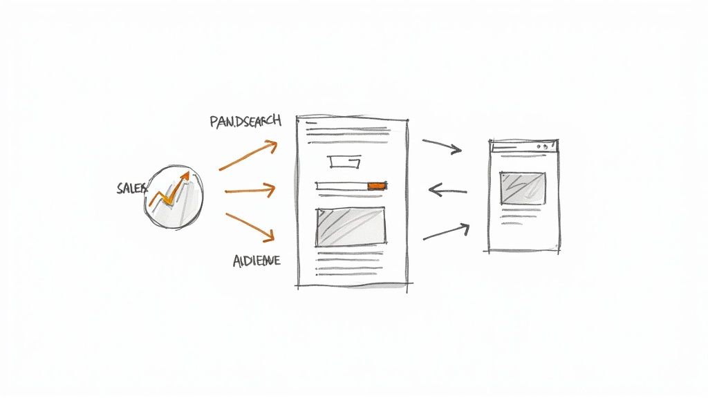 A person using a laptop with charts and graphs on the screen, symbolizing the data-driven nature of paid search.