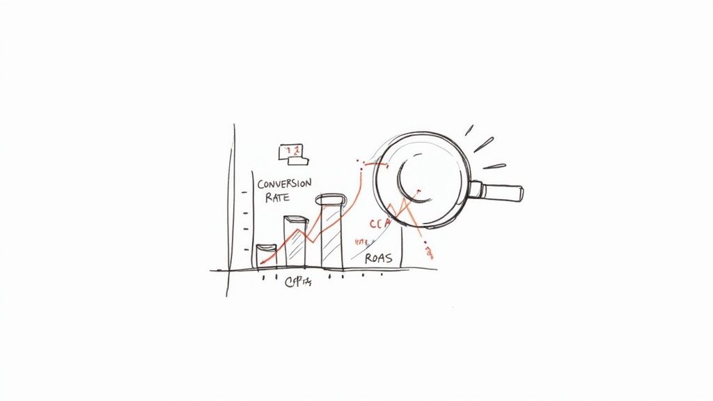 An analyst reviewing a dashboard with performance metrics and charts