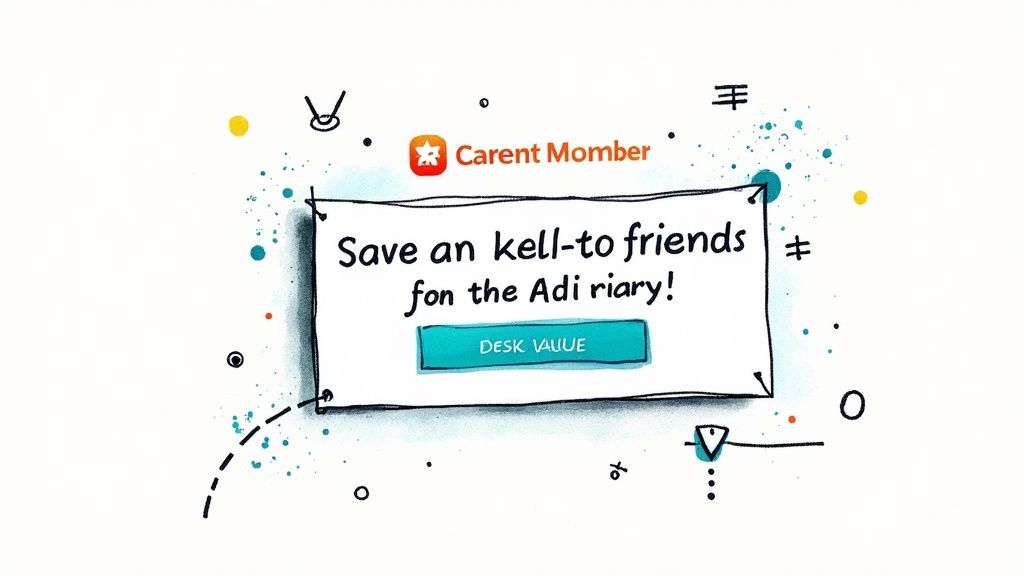 A person writing compelling ad copy on a laptop, with icons for different ad extensions floating around.