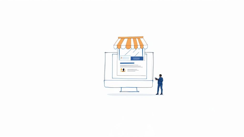 A person pointing at a screen showing business analytics charts and graphs.
