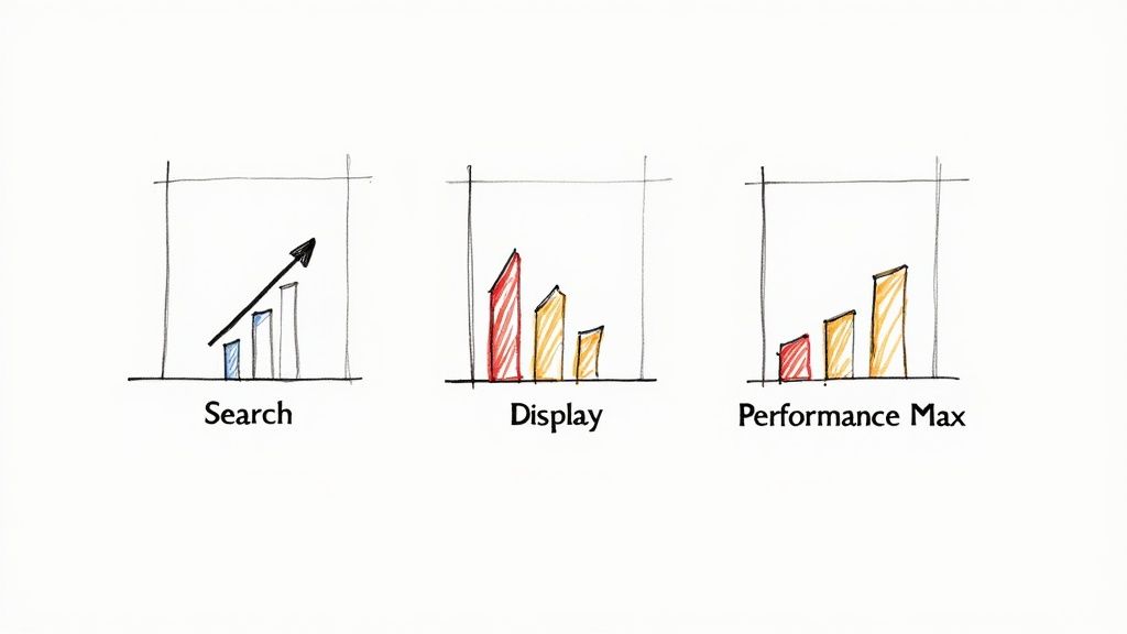 A professional analyzing a dashboard with various charts and graphs, representing different marketing campaigns.