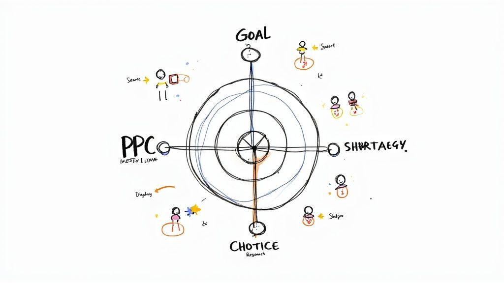 A person working on a laptop with charts and graphs on the screen, representing the construction of a high-performance ad campaign.