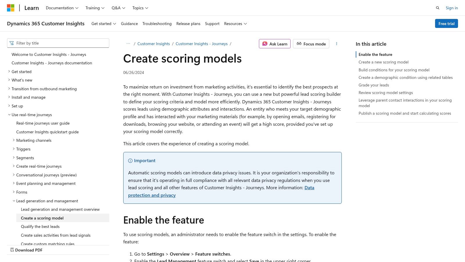 Microsoft Dynamics 356 Customer Insights – Journeys (Lead Scoring)
