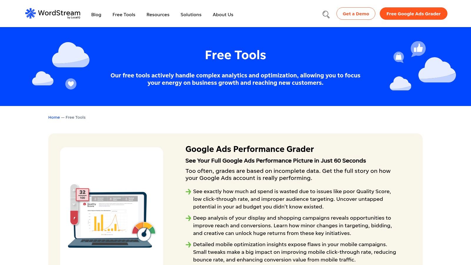 WordStream by LocaliQ – Free Google Ads Performance Grader