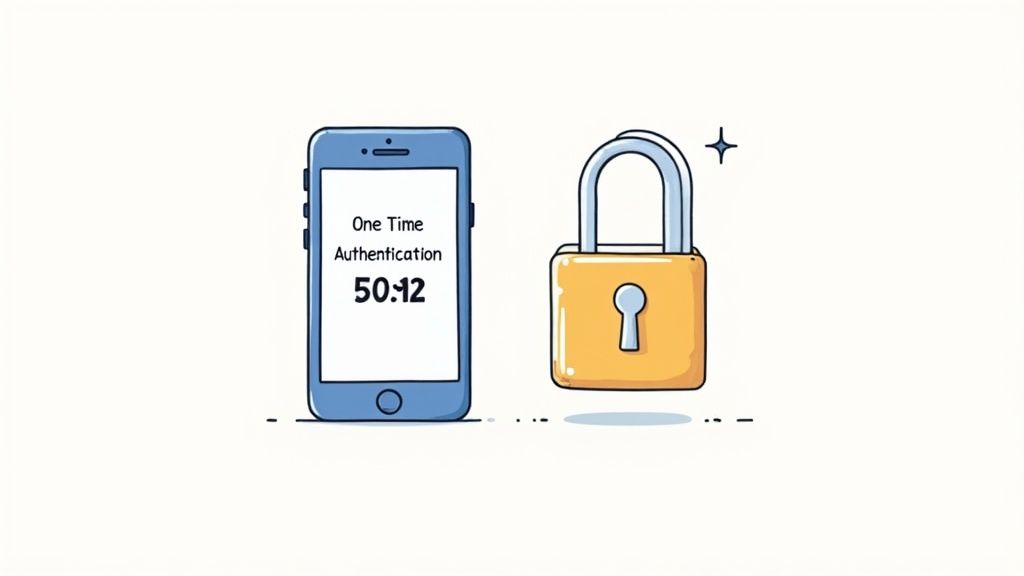 A person interacting with a holographic interface displaying security icons like padlocks and shields, representing a personal security ecosystem.