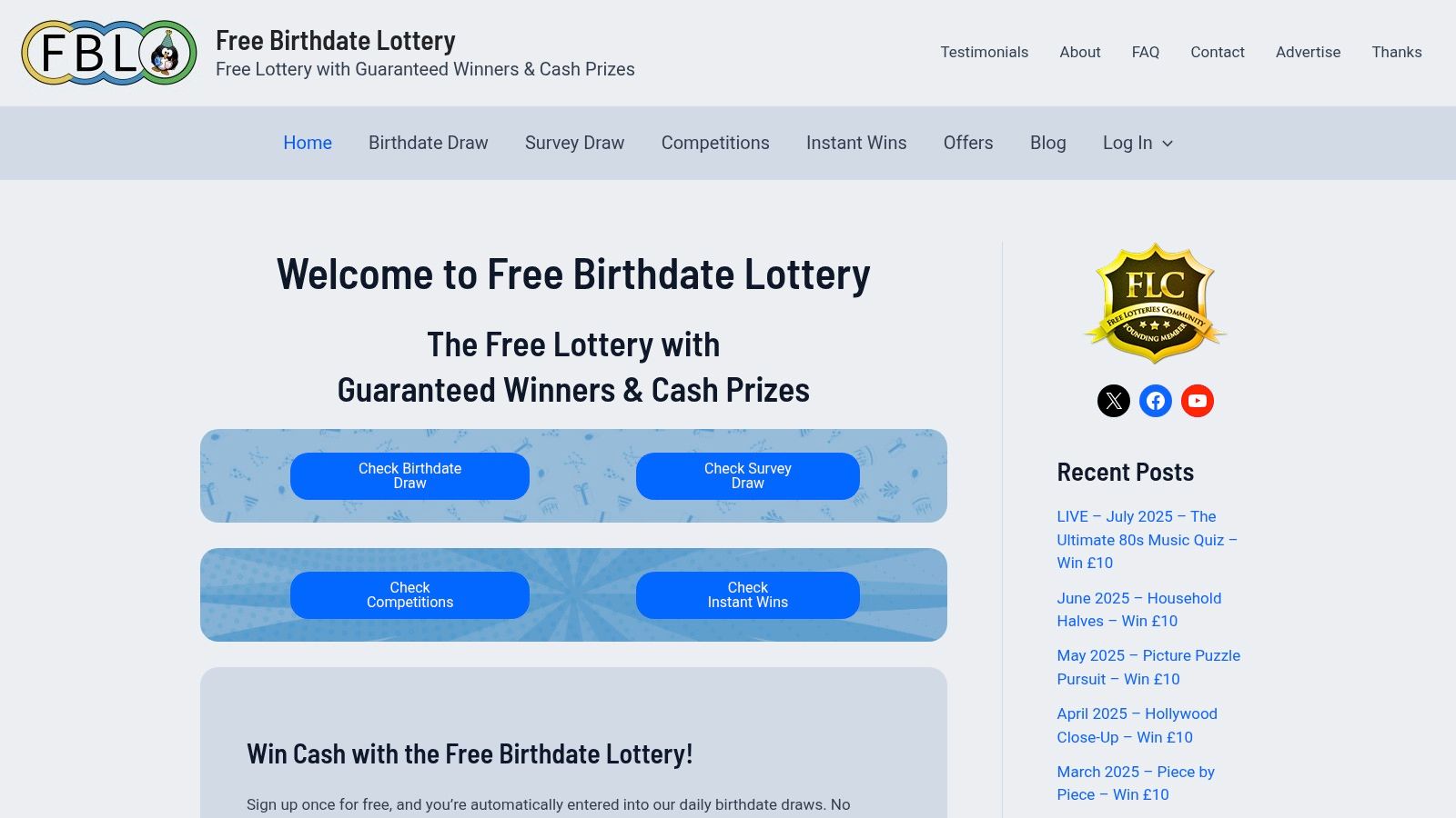Free Birthdate Lottery