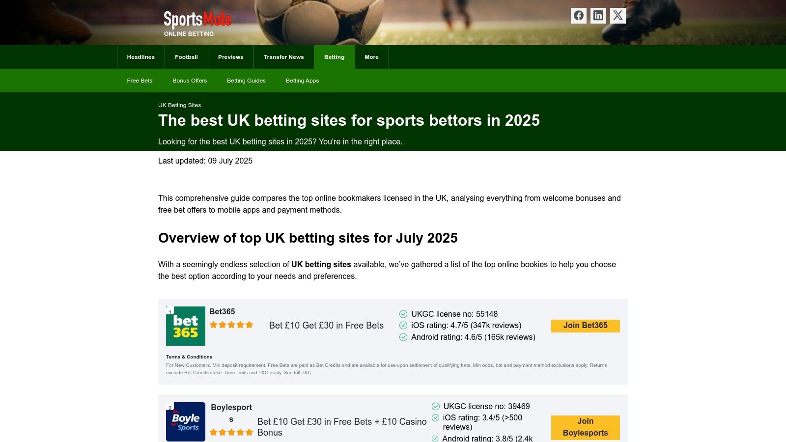 Sports Mole Betting