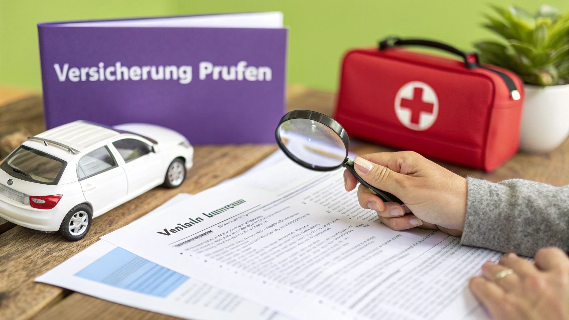 Eine Frau hält eine N26 Metal Kreditkarte, während sie online nach Reiseversicherungen auf einem Laptop sucht.