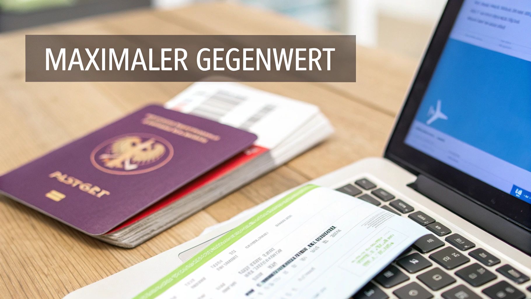 Eine Person blickt aus einem Flugzeugfenster auf die Tragfläche und die Wolken, was den Traum vom Fliegen mit Punkten symbolisiert