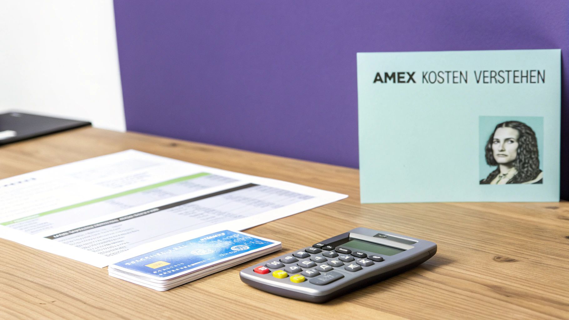 Eine Frau sitzt in einem Restaurant und bezahlt die Rechnung mit ihrer Amex-Karte.