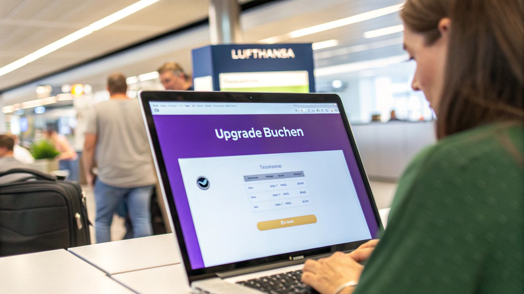 Lufthansa Flugzeug am Himmel, symbolisch für neue Upgrade-Möglichkeiten