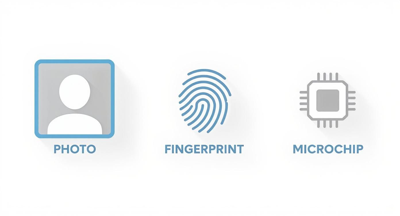 Infografik über die biometrischen Daten in Reisedokumenten