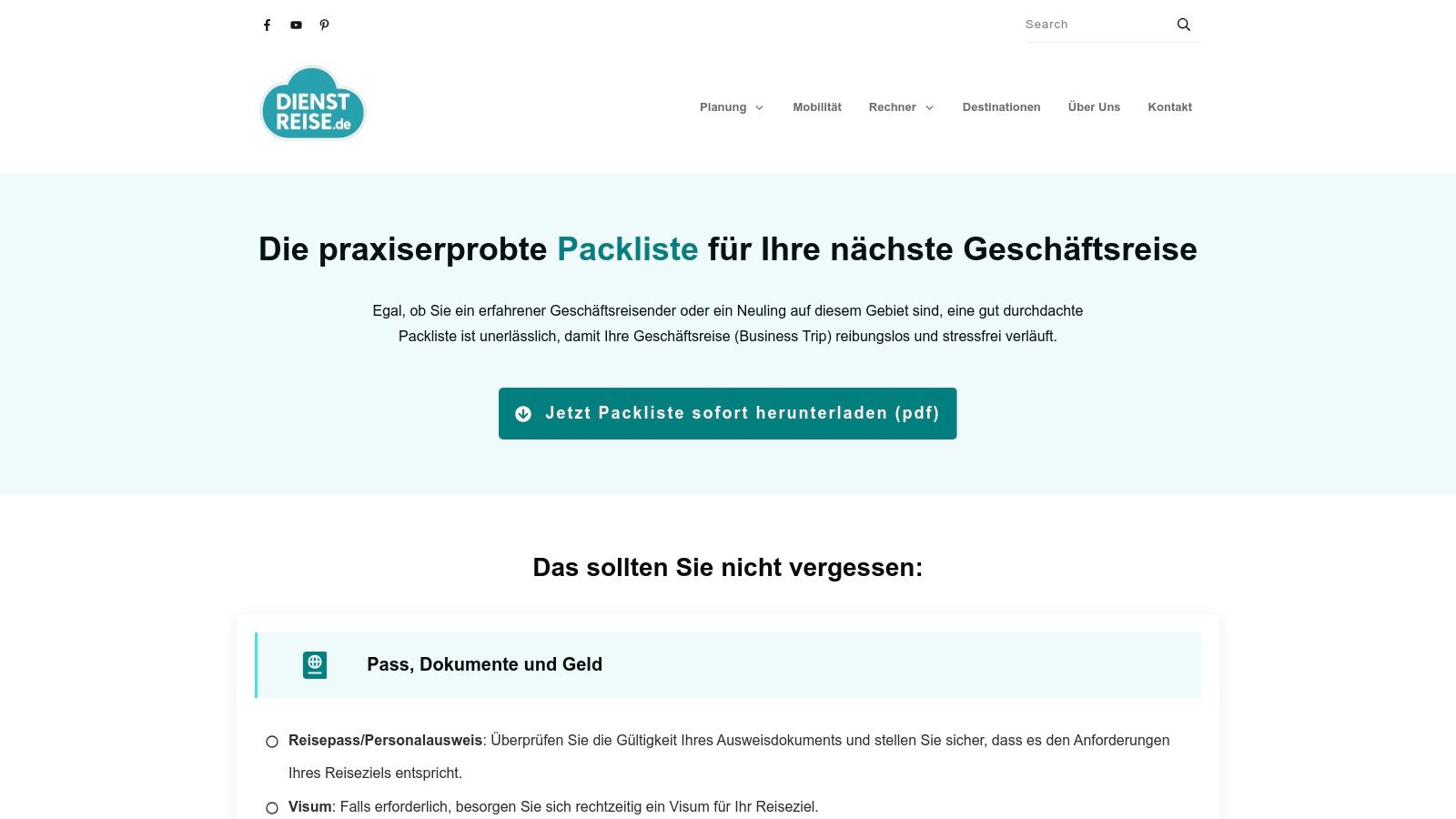 Dienstreise.de – Packliste für Geschäftsreisen