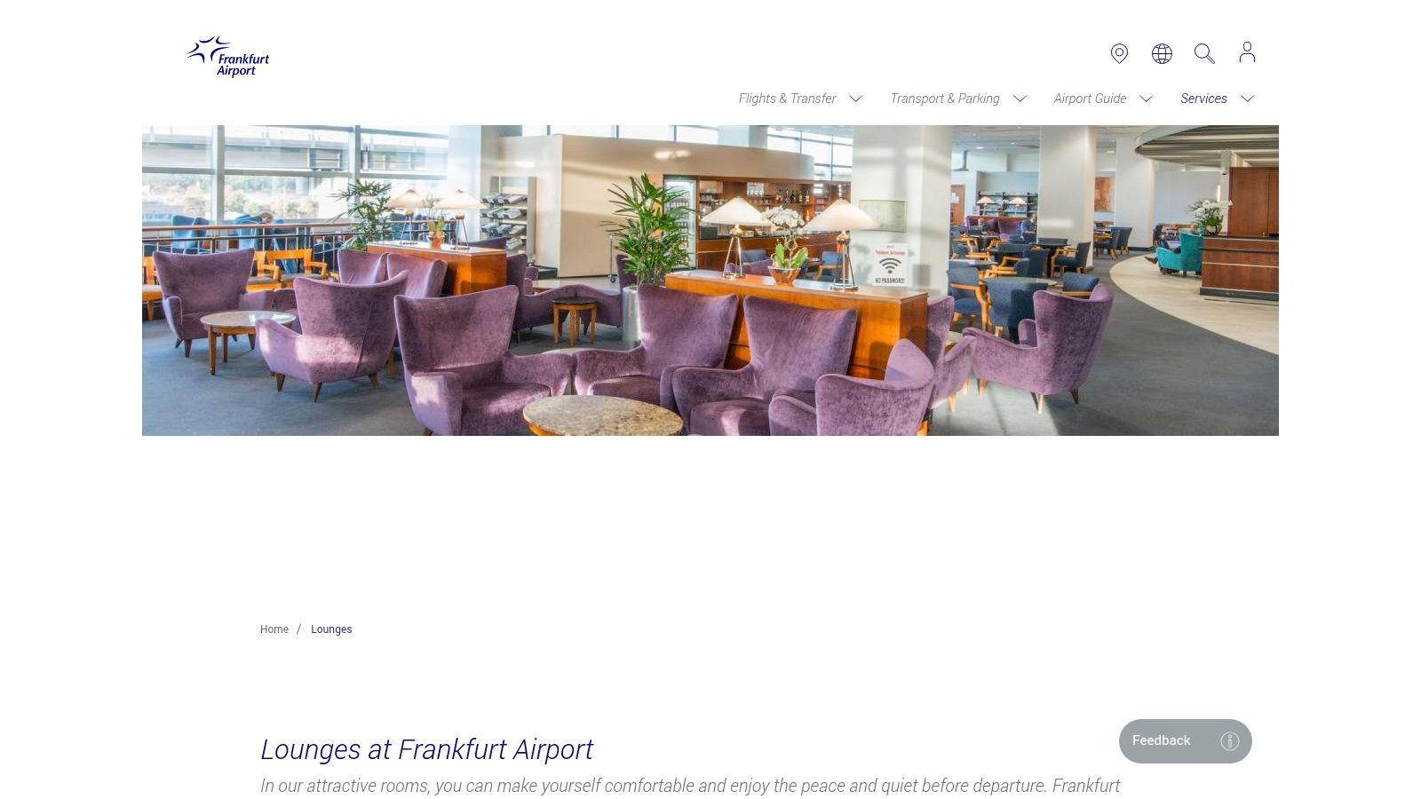 Frankfurt Airport – Lounges (offizielle Flughafen‑Seite)