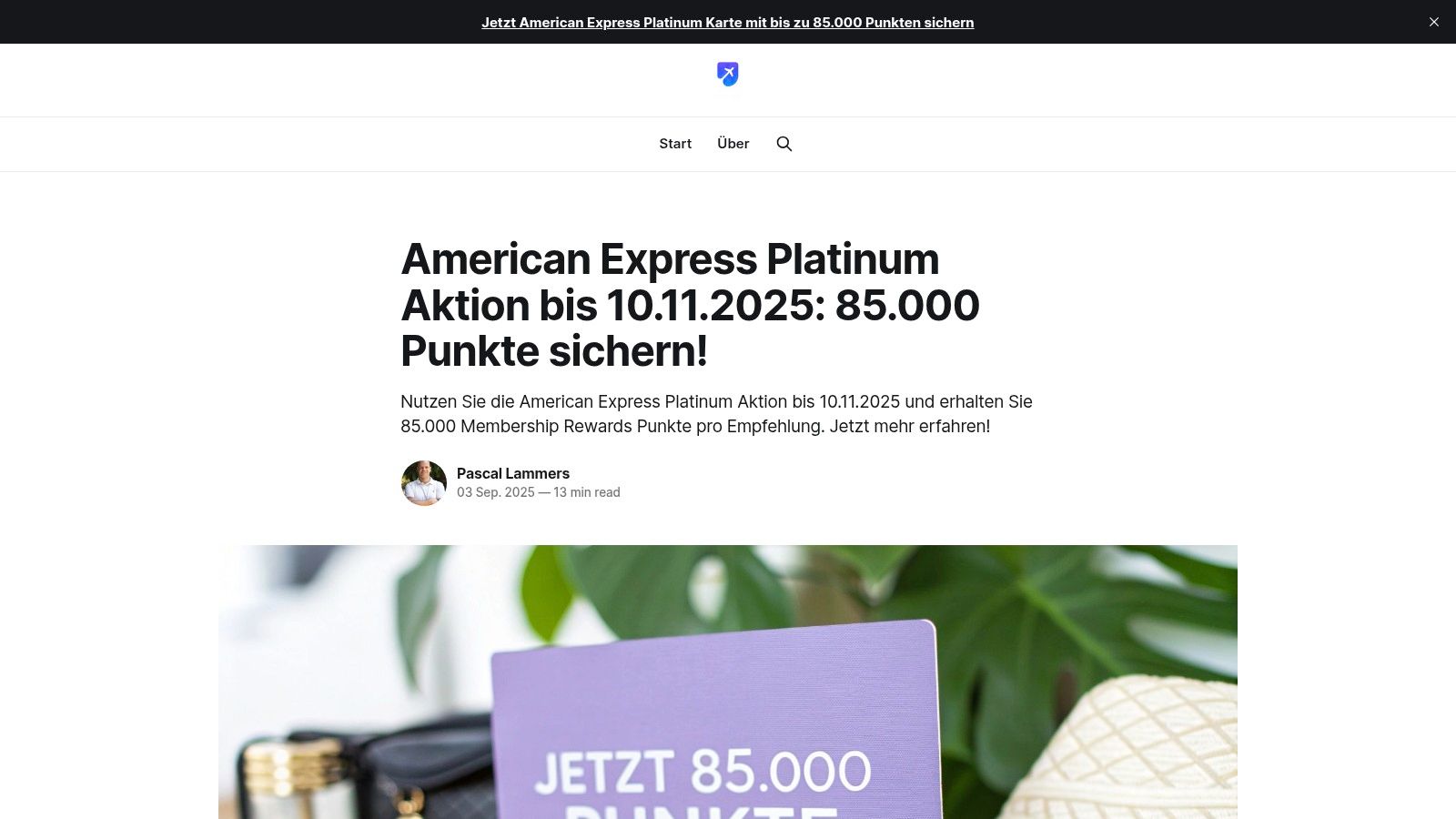 American Express Platinum Aktion bis 10.11.2025: 85.000 Punkte sichern!