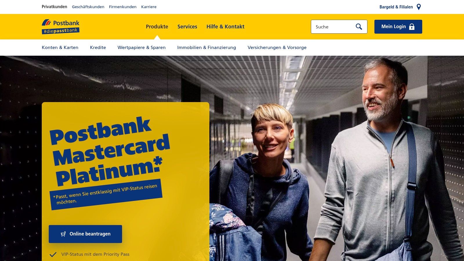 Postbank Mastercard Platinum (Priority‑Pass über Karte)