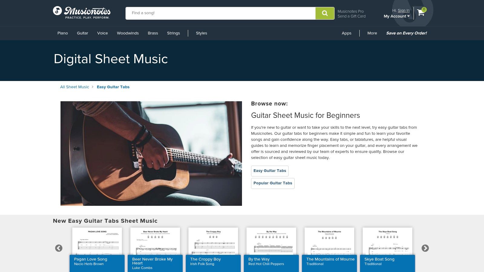 Musicnotes (Easy Guitar Tabs)