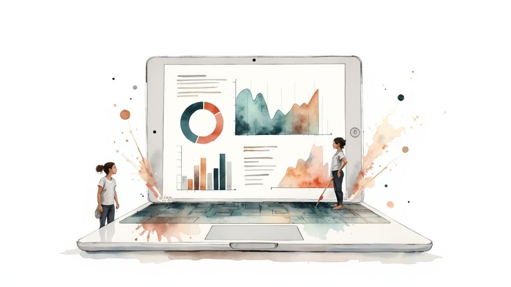 A dashboard with charts and graphs representing social media analytics